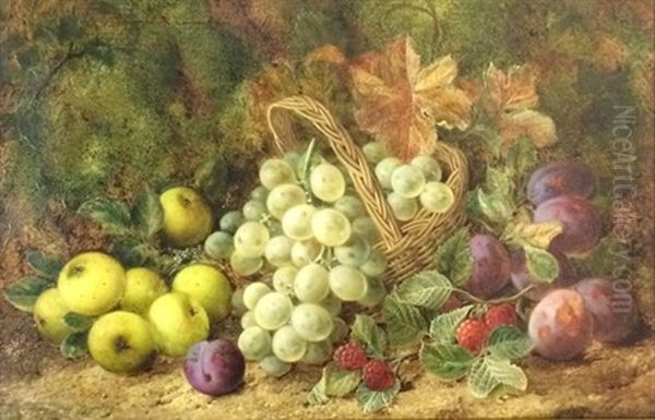 Still Life With Grapes In A Basket Oil Painting by George Claire
