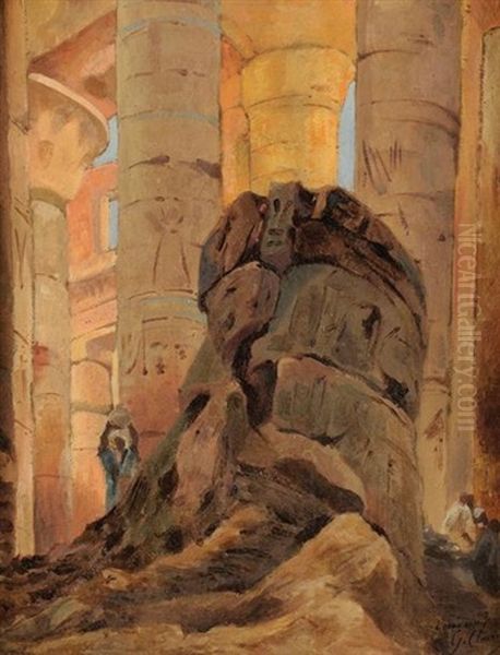 Le Temple Abu Simbel Oil Painting by Georges Jules Victor Clairin