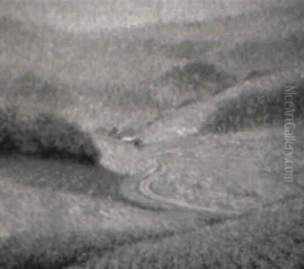 Spring Landscape With Cottage Oil Painting by William Henry Clapp