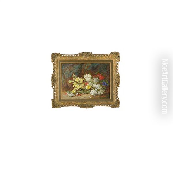 Still Life With Primroses And Violets Oil Painting by Vincent Clare