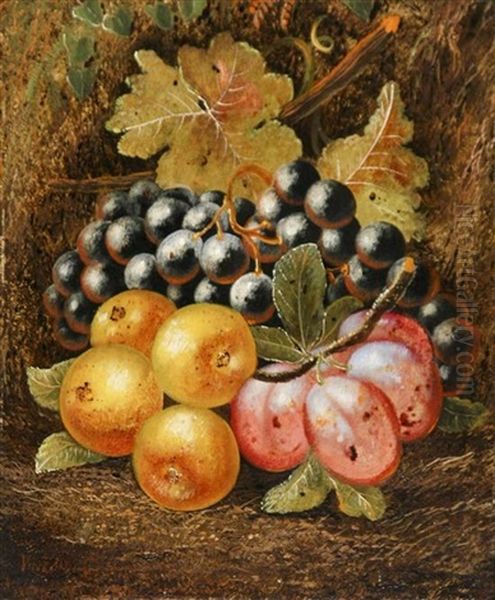 Still Life Of Fruit On A Forest Floor Oil Painting by Vincent Clare