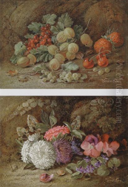 Asters, Pansies And Violets Oil Painting by Vincent Clare