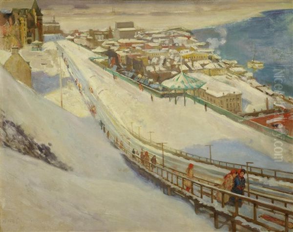 Toboggan Slide And Dufferin Terrace Oil Painting by Alson Skinner Clark