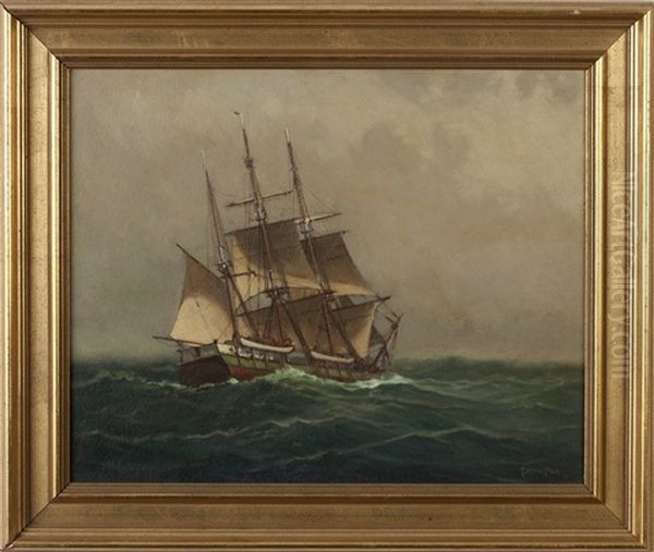 Ship At Sea Oil Painting by C. Myron Clark