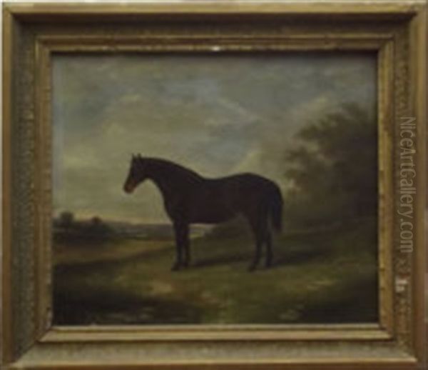 Horse In A Landscape Oil Painting by James Clark