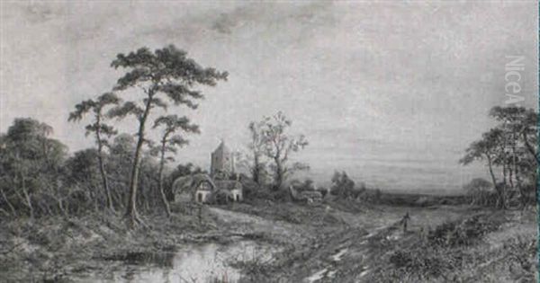 Herding Sheep Oil Painting by Octavius Thomas Clark