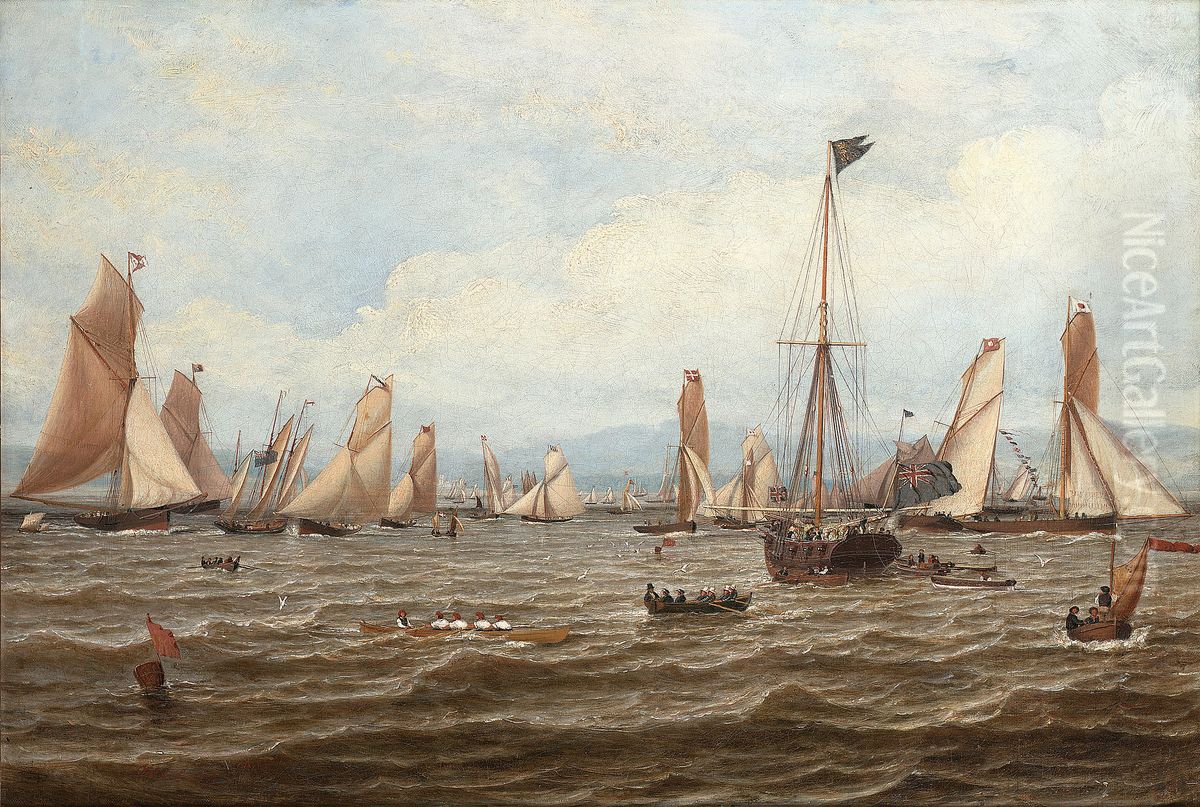 The 1835 Royal Northern Club Regatta Off Greenock Oil Painting by William Clark