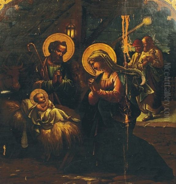 The Nativity Mural Oil Painting by Harry Clarke