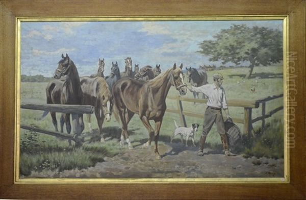 Retour Aux Ecuries Oil Painting by Alexandre Clarys