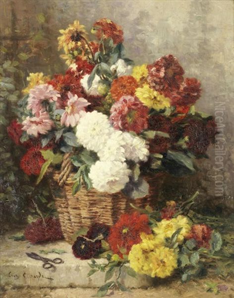 Still Life Flowers In A Basket Oil Painting by Eugene Claude
