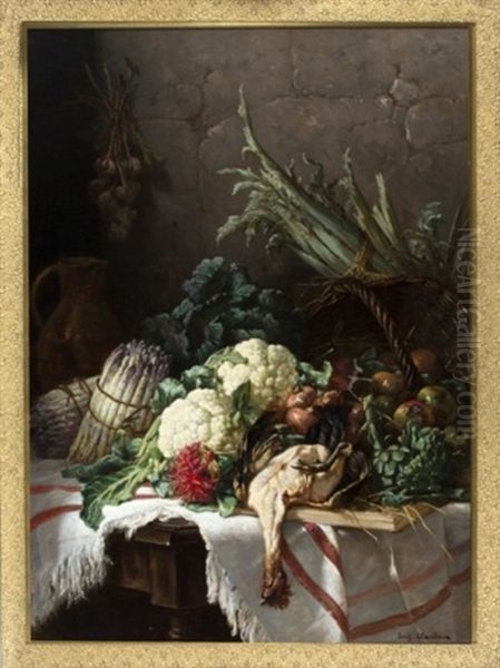 Still Life With Vegetables And Chicken Oil Painting by Eugene Claude