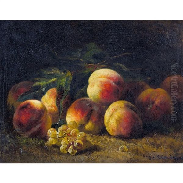 Stillleben Mit Pfirsichen Und Trauben Oil Painting by Eugene Claude