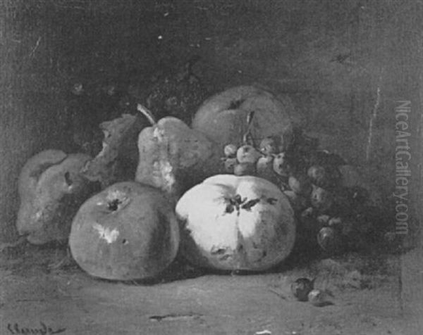 Still Life With Apples, Pears And Grapes Oil Painting by Eugene Claude