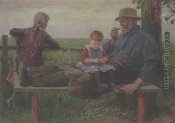 Aftenfred Oil Painting by Wilhelm Ludwig Heinrich Claudius