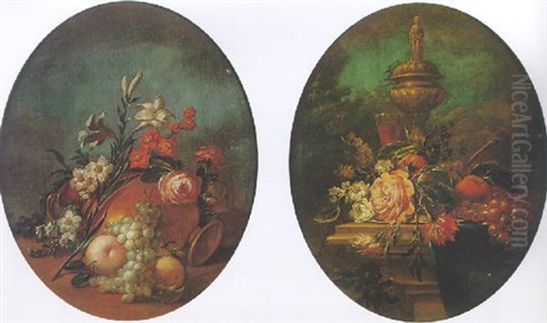 Nature Morte Au Vase Et Fruits Oil Painting by Jean Baptiste Charles Claudot