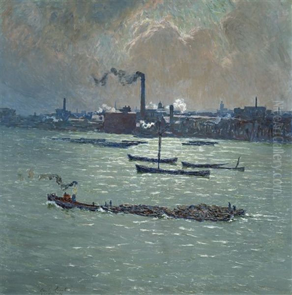 Light Reflections On The Thames (1916) Oil Painting by Emile Claus