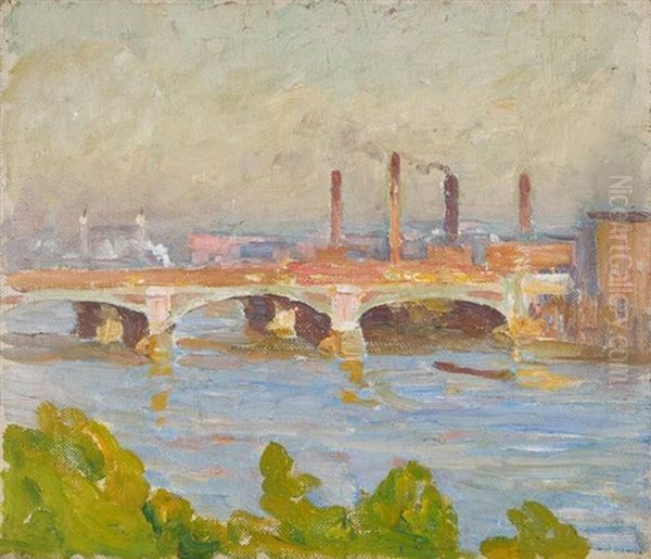 Vue De La Tamise A Londres Oil Painting by Emile Claus