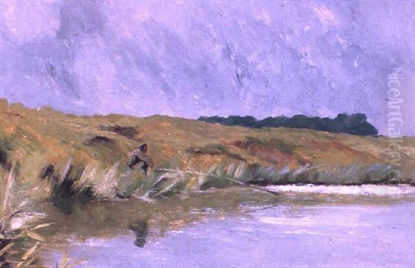 Visser Aan De Leie Oil Painting by Emile Claus