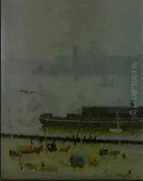 A View Of The Thames Near Waterloo Bridge, London Oil Painting by Emile Claus