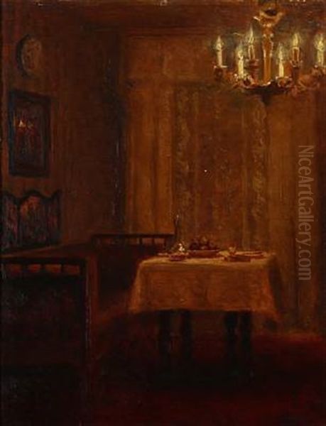 Interior Oil Painting by Christian Clausen