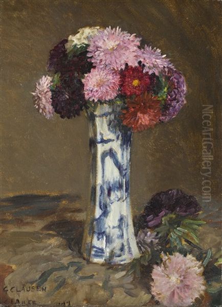 Asters Oil Painting by Sir George Clausen
