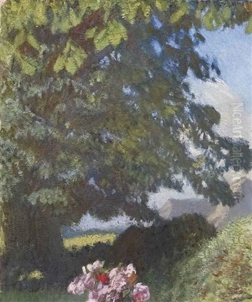 A Corner Of The Garden Oil Painting by Sir George Clausen