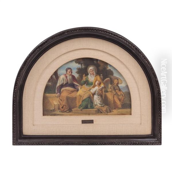 La Educacion De La Virgen Con Santa Ana Y San Joaquin Oil Painting by Pelegri Clave y Roque