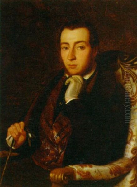 An Italian Gentleman Oil Painting by Pelegri Clave y Roque