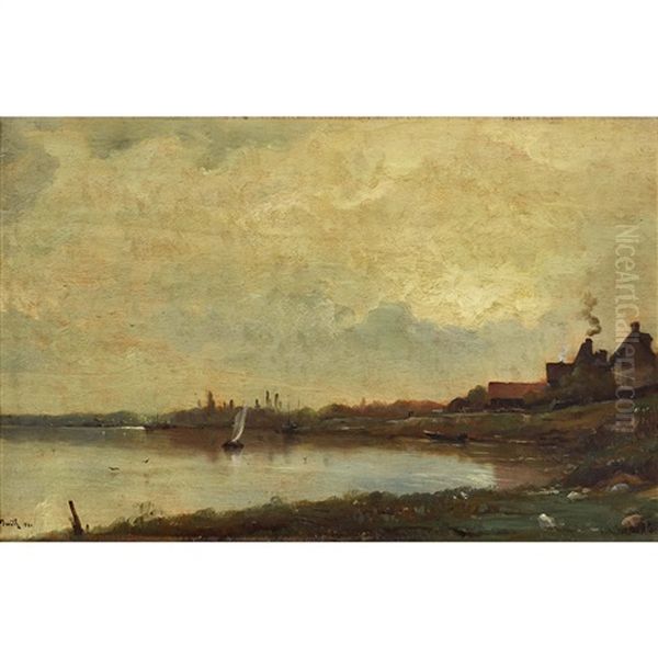 Les Bords De La Seine Aux Andelys (eure) Oil Painting by Marie Joseph Leon Clavel Iwill