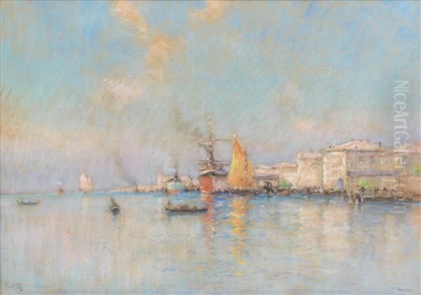 Sailing Boats On The Zattere Oil Painting by Marie Joseph Leon Clavel Iwill