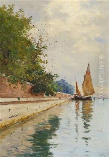 In Der Lagune Vor Venedig Oil Painting by Marie Joseph Leon Clavel Iwill