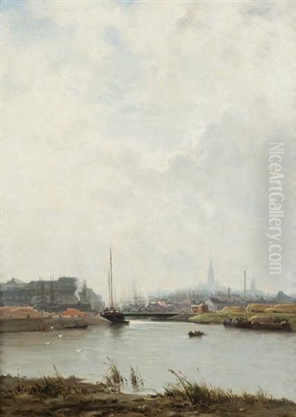 Vue D'anvers Oil Painting by Marie Joseph Leon Clavel Iwill