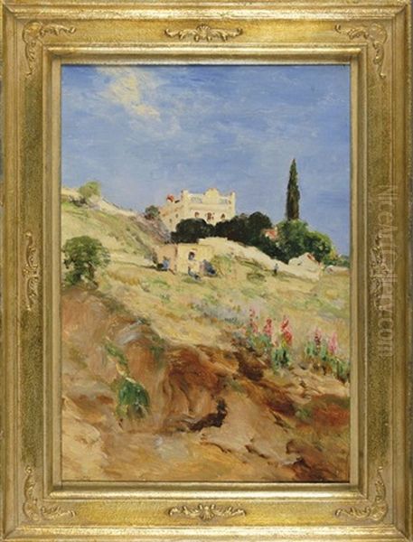 Villa Auf Einem Sonnenbeschienenen Hugel Oil Painting by Marie Joseph Leon Clavel Iwill