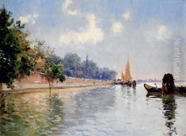 Jardins A Venise Oil Painting by Marie Joseph Leon Clavel Iwill