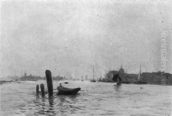 Septembre, La Meuse A Dordrecht Oil Painting by Marie Joseph Leon Clavel Iwill