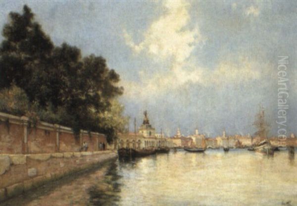 Les Jardins De La Salute, Venice Oil Painting by Marie Joseph Leon Clavel Iwill