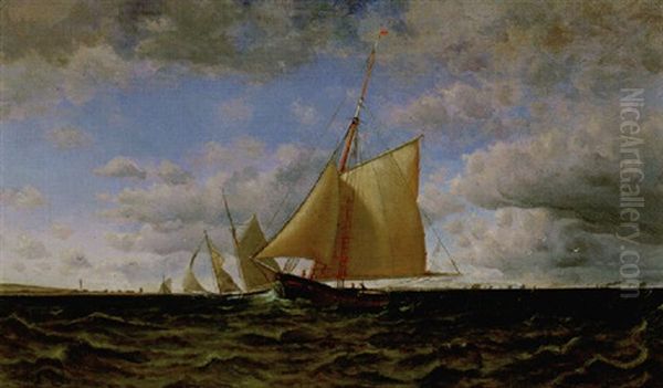 Sailing Off The Coast Oil Painting by Paul Jean Clays