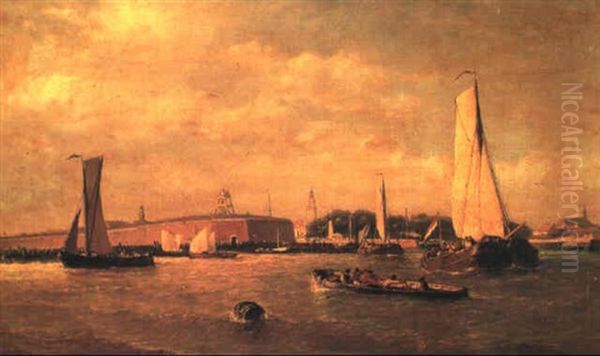 Le Port De Flessing Oil Painting by Paul Jean Clays