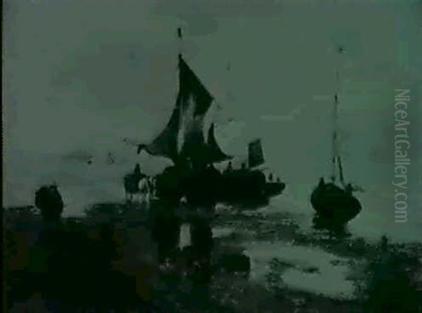 Fischerboote Am Strand Oil Painting by Paul Jean Clays