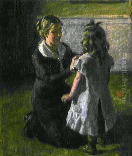 Mere Et Fille: L'habillage Oil Painting by Gad Frederik Clement