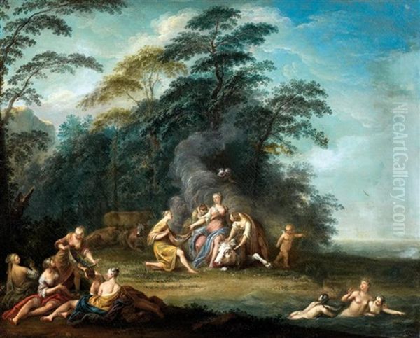 L'enlevement D'europe Oil Painting by Jacques Sebastien Le Clerc