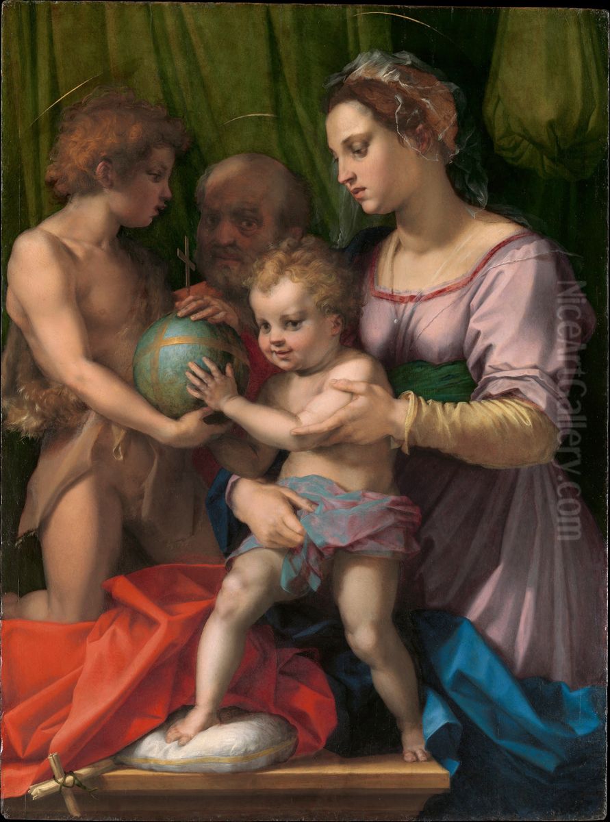 The Holy Family With The Young Saint John The Baptist Oil Painting by Andrea Del Sarto