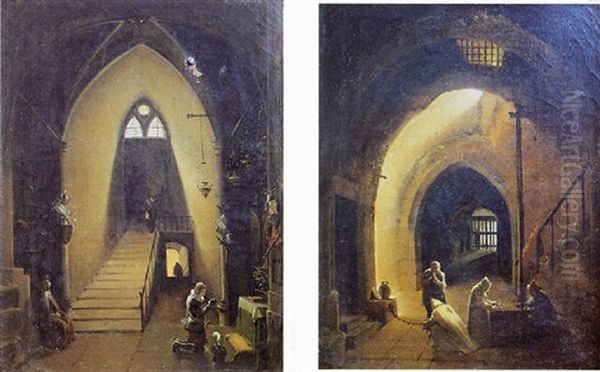 Interieur De Cloitre Oil Painting by Noel-Thomas-Joseph Clerian
