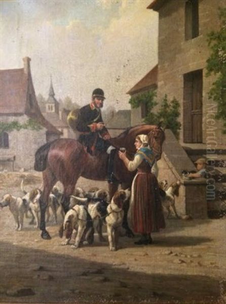 Le Repos A L'auberge Oil Painting by Adhemar Louis de (Vicomte) Clermont-Gallerande