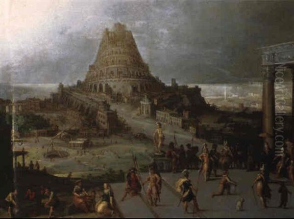 Nimrod Ordonnant La Construction De La Tour De Babel Oil Painting by Hendrick van Cleve III
