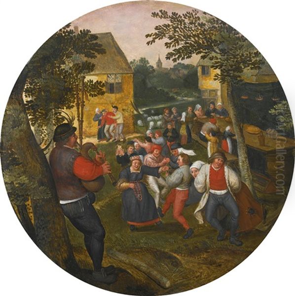 A Wedding Dance Oil Painting by Marten van Cleve the Elder