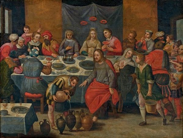 Les Noces De Cana Oil Painting by Marten van Cleve the Elder