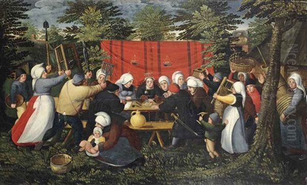 The Presentation Of Wedding Gifts Oil Painting by Marten van Cleve the Elder