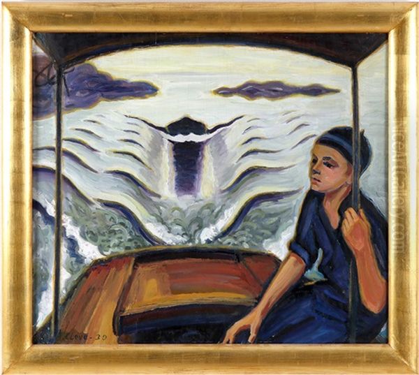 Afton I Motorbat, Bohuslan Oil Painting by Agnes Cleve