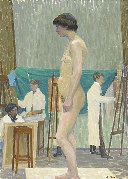 Modellen - Valand Oil Painting by Agnes Cleve